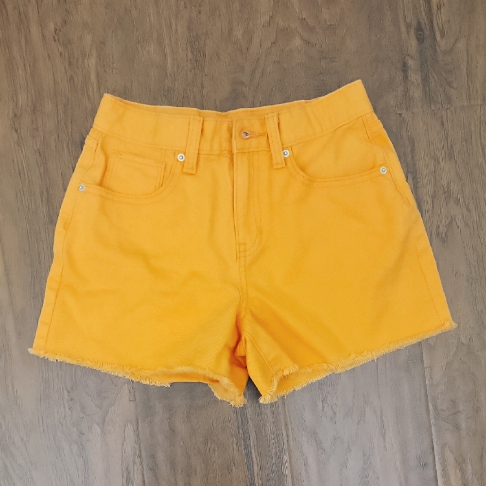 Girl's Orange Adjustable Waist Cutoff Shorts